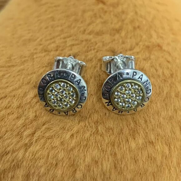 Pandora Signature Stud Earrings (Women Jewelry Gold plated)